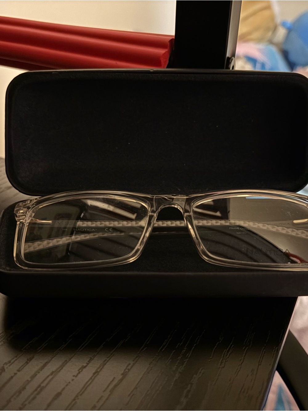 Nautica Men's Transparent Rectangular Eyeglasses